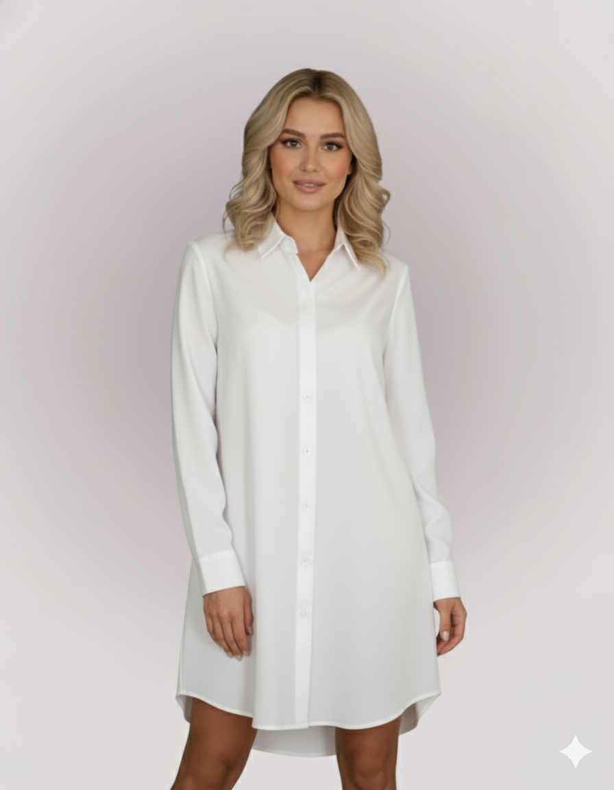 Cămașă-Rochie Lungă Pictată Manual cu Motive de Toamnă din Bambus și Bumbac Organic
