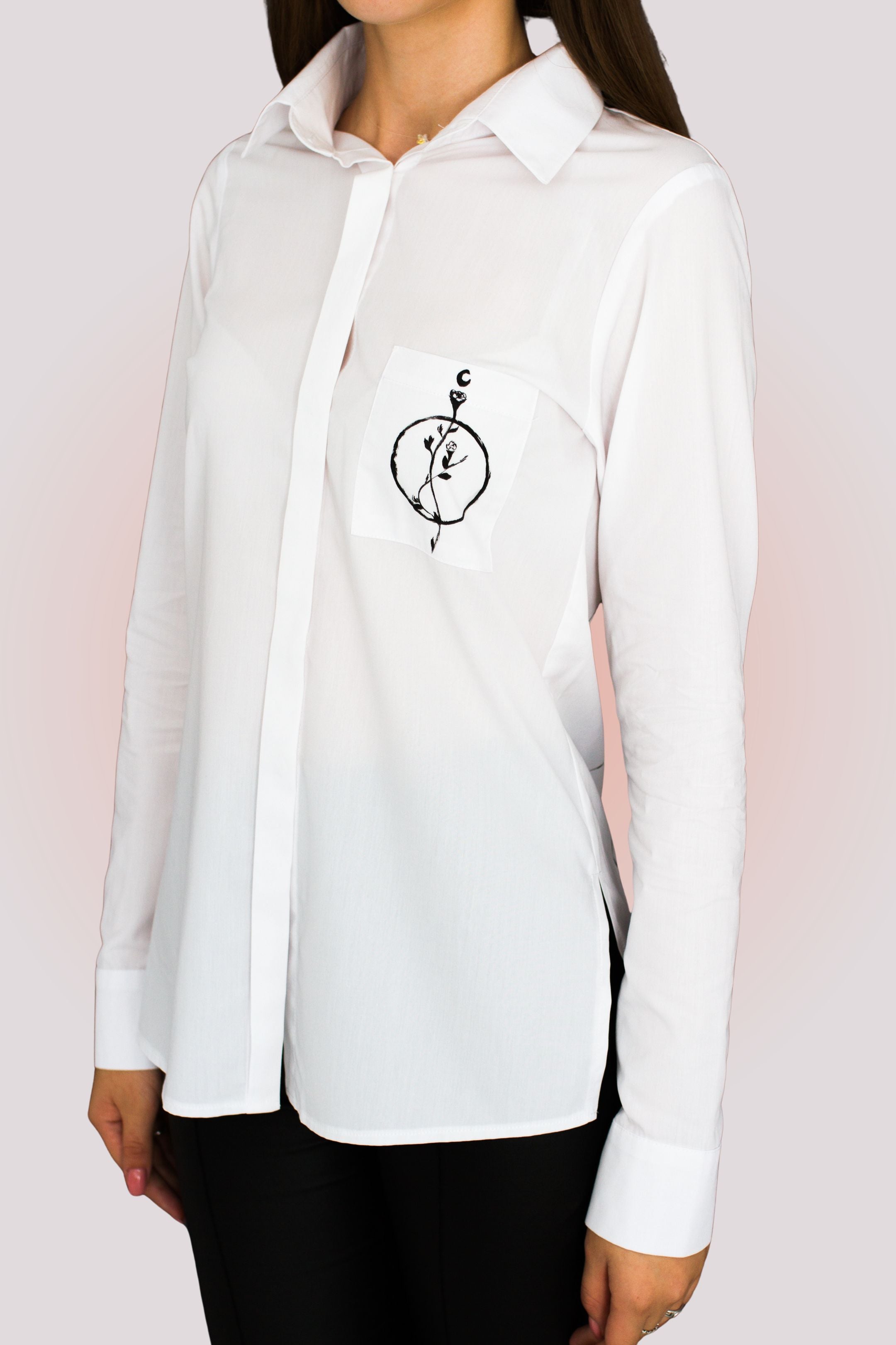 Cămașă Pictată Manual "Eleganța Feminină" din Bambus și Bumbac Organic